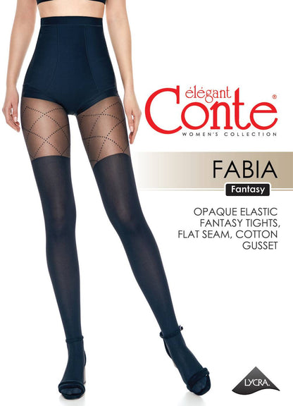 Conte Fabia 50 Den - Fantasy Women's Tights with imitate stockings & geometric pattern of dots (21S-177SP)
