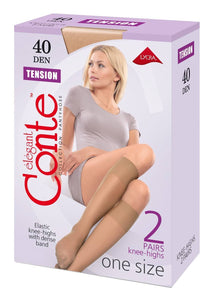 Conte Tension 40 Den - Tight Classic Knee-Highs For Women - 2 Pairs (Pack) (8С-2СП)