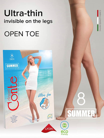 Conte Summer 8 Den Open Toe - Classic Ultra-thin Invisible Women's Pantyhose (14S-31SP)