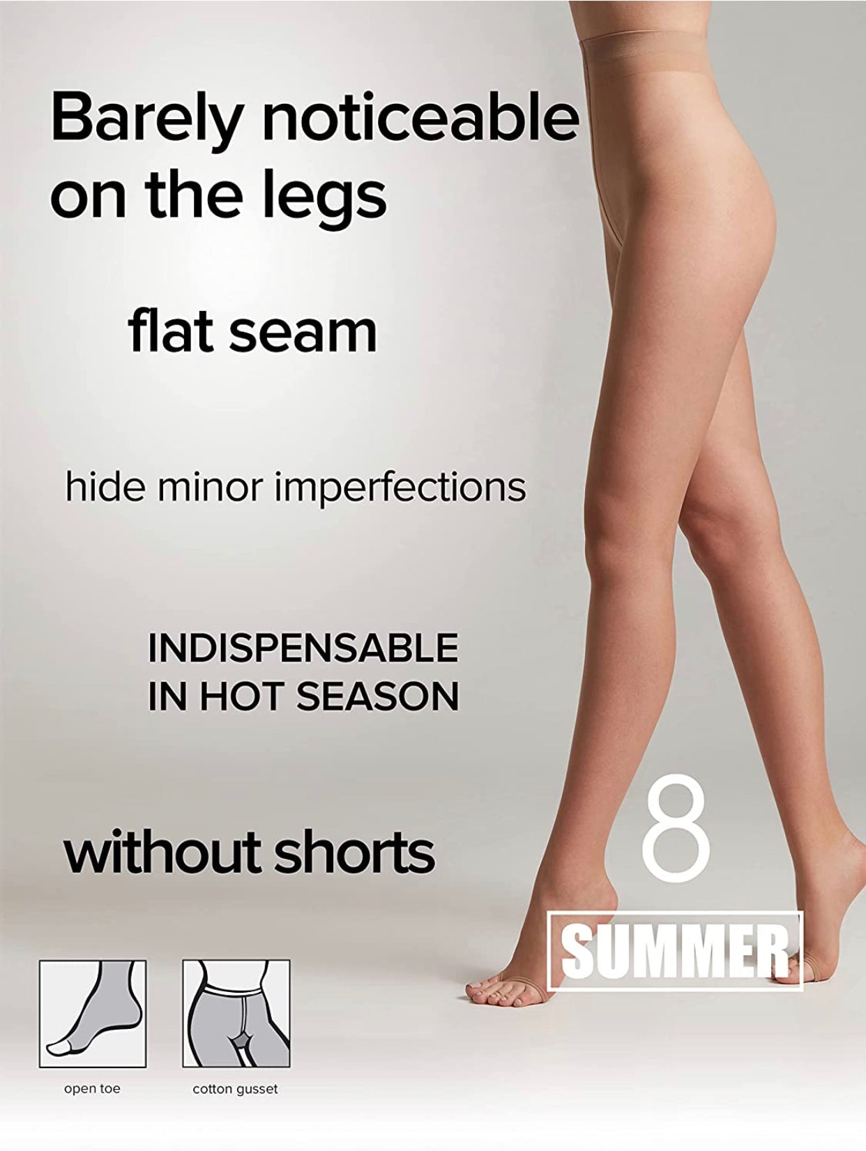 Conte Summer 8 Den Open Toes - Classic Ultra-thin Invisible Women's Tights (14С-31СП)
