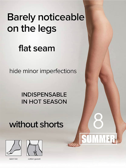 Conte Summer 8 Den Open Toe - Classic Ultra-thin Invisible Women's Pantyhose (14S-31SP)