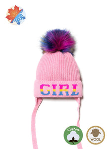 Conte/Esli Double knitted kids hat with cotton lining and fur pom-pom - For Girls (18С-252/1СП)