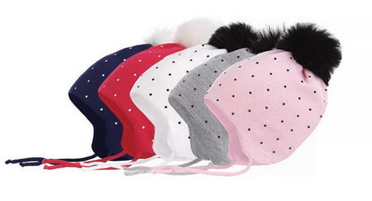 Conte/Esli Double knitted kids hat with fur pom-pom - For Girls (16С-96СП)