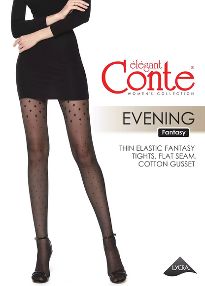 Conte Evening 20 Den - Fantasy Women's Tights with pattern "dots and triangles", imitating stockings (21S-93SP)