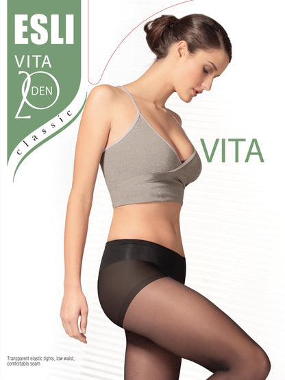 Conte/Esli Vita 20 Den - Classic Low Waist Women's Tights with Reinforced Shorts (16S-38SPE)
