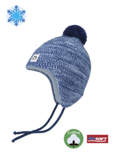Conte/Esli Double knitted kids hat with pompom & strings, supplemented with insulation IsoSoft  - For Boys (18С-37СП)