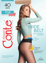 Load image into Gallery viewer, Conte Top Soft 40 Den - Classic Women&#39;s Tights Sheer to Waist T-top Low Waist Vitamin E (14С-37СП)