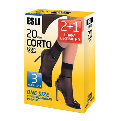 Conte/Esli Corto 20 Den #8С-8СПЕ - 3 Pairs (Pack) - Elastic Women's Socks - One Size