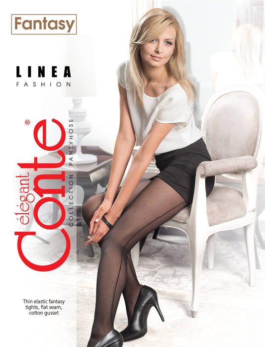 Conte Linea 20 Den - Fantasy Thin Women's Tights with a pattern "imitation of the grid with a seam" (14С-47СП)