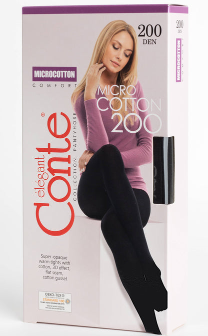 Conte Microcotton 200 Den - 68% Cotton Warm Opaque Women's Tights (18С-70СП)