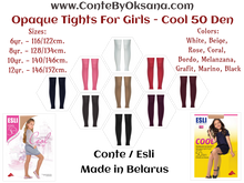 Load image into Gallery viewer, Conte/Esli Cool 50 Den - Classic Thick Opaque Tights For Girls - 6yr. 8yr. 10yr. 12yr. (16С-57СПЕ)