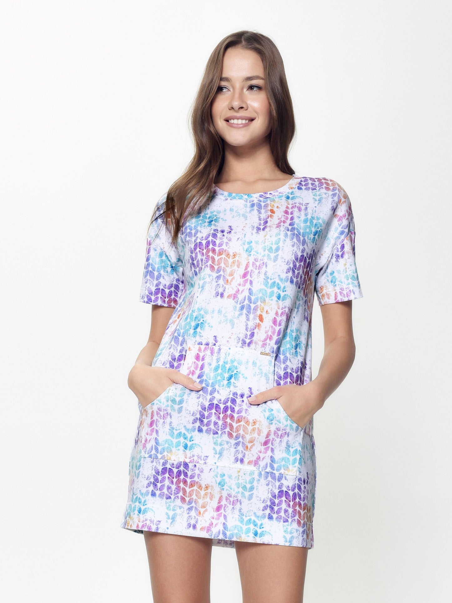 Conte Cotton Dress-Tunic for Girls with Pastel Water Color Print #18C-648TСP (LTH 897)