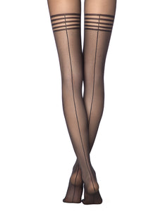Conte Impress 20 Den - Fantasy Women's Tights with imitation stockings in fine mesh with a seam (17С-80СП)