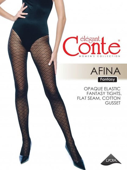 Conte Afina 30 Den - Fantasy Women's Tights with a geometric diamond pattern (19S-105SP)