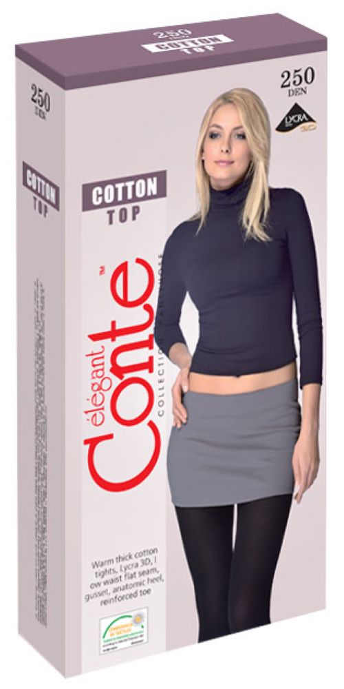 Conte Cotton Top 250 Den - Cotton Warm Opaque Low Waist Women's Tights (7С-36СП)