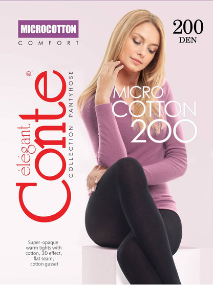 Conte Microcotton 200 Den - 68% Cotton Warm Opaque Women's Tights (18С-70СП)
