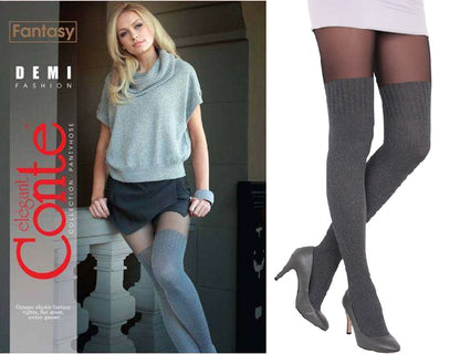 Conte Demi 50 Den - Fantasy Opaque Women's Tights with Imitation Mélange Golfs (13S-71SP)