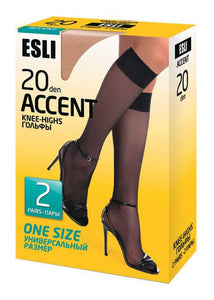 Conte/Esli Accent 20 Den - Thin Knee-Highs For Women - 2 Pairs (Pack) (8С-3СПЕ)