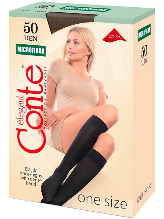 Conte Microfibra 50 Den - Opaque Knee-Highs For Women - 1 Pair (Pack) (8С-9СП)