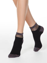 Load image into Gallery viewer, Conte Active #20С-5СП(207) - Lot of 2 pairs Elegant Cotton Women&#39;s Socks (with lurex &amp; sheer mesh stripe)