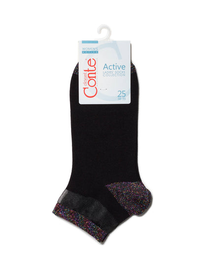 Conte Active #20S-5SP(207) - 1 pair Elegant Cotton Women's Socks (with lurex & sheer mesh stripe)