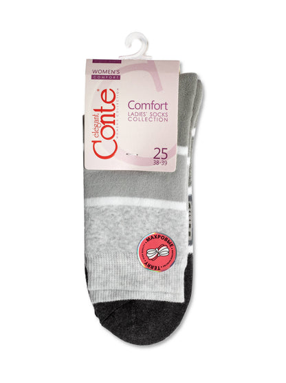 Conte Comfort #7С-47СП(212) - Лот из 2 пар хлопковых махровых женских носков в полоску