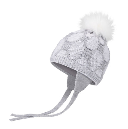 Conte/Esli Double knitted kids hat with insulation, cotton lining, fur pom-pom - For Girls (18С-31СП)
