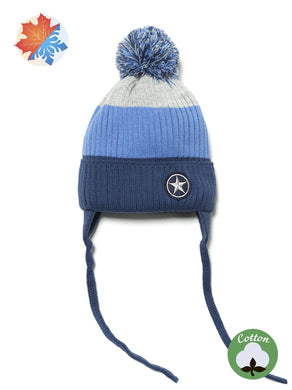 Conte/Esli Double knitted kids hat with pompom & strings - For Boys (18С-42СП)