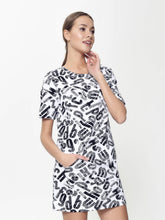 Load image into Gallery viewer, Conte Cotton Dress-Tunic for Girls with Black-White Logo Print #18С-648ТСП (LTH 897)