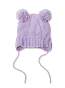 Conte/Esli Double knitted kids hat with insulation, cotton lining & 2 pom-poms - For Girls (17С-7СП)