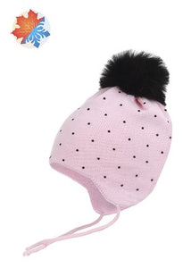 Conte/Esli Double knitted kids hat with fur pom-pom - For Girls (16С-96СП)