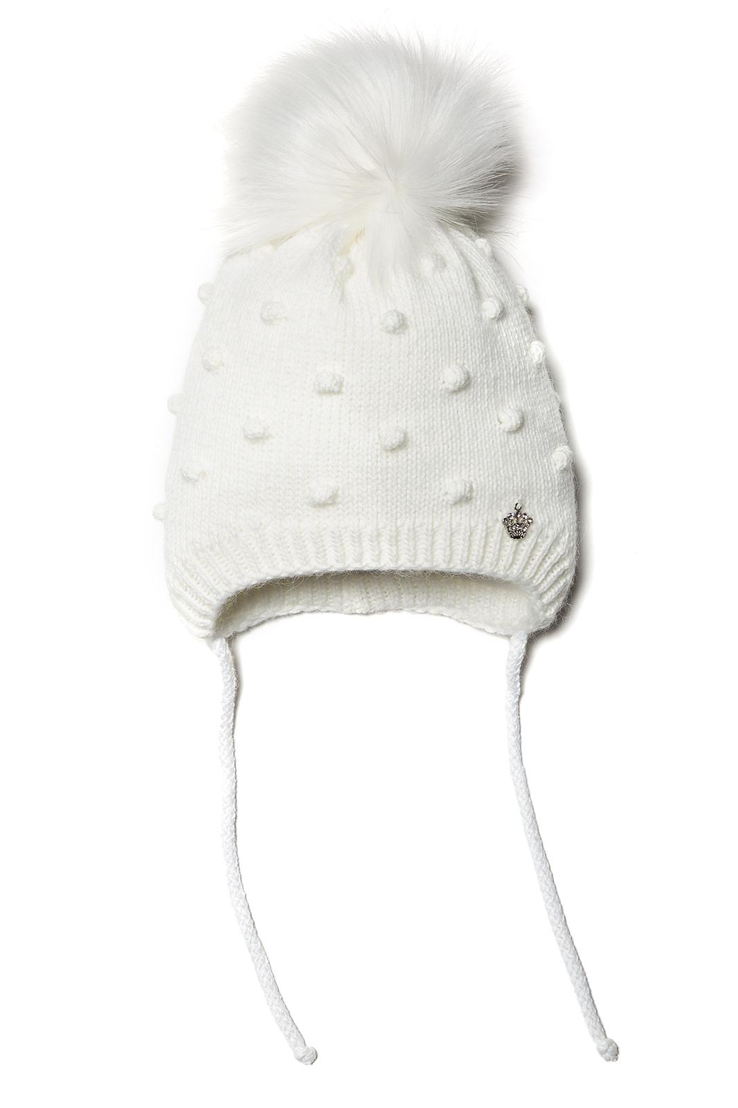 Conte/Esli Double knitted kids hat with cotton lining, with insulation and fur pom-pom - For Girls (18С-260СП)