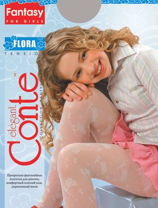 Conte Flora 20 Den - Fantasy Thin Tights For Girls With Flowers - 4yr. 6yr. (5С-12СП)