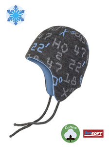 Conte/Esli Double knitted kids hat with strings, supplemented with insulation IsoSoft - For Boys (18С-41СП)