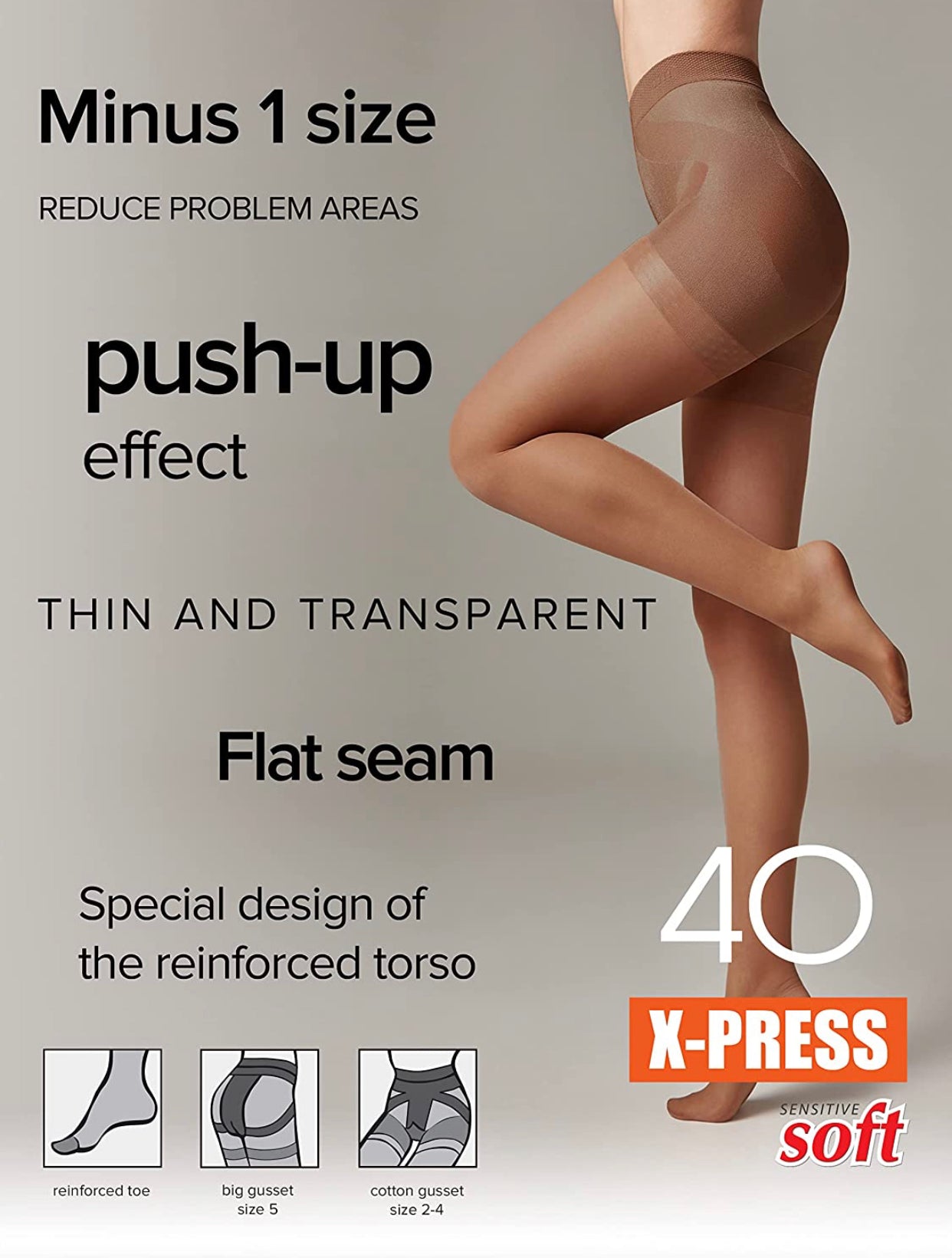 Conte X-Press Soft 40 Den - 5 Modelling Belts Control Top Women's