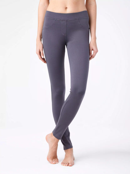 Conte Andrea - Cotton Tight-fitting Women's Leggings from jersey fabric "jean" (17С-311ТСП)