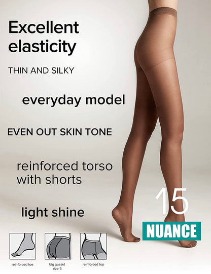 Conte Nuance 15 Den - Classic Women's Tights With a Reinforced Shorts (8С-35СП) 