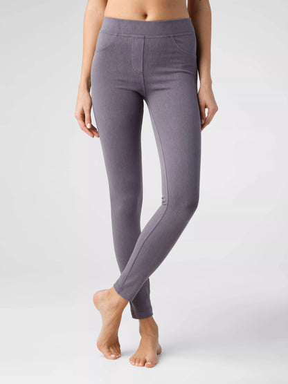 Conte Scarlett - Cotton Tight-fitting Women's Leggings from a knitted fabric "jean" (17С-317ТСП)