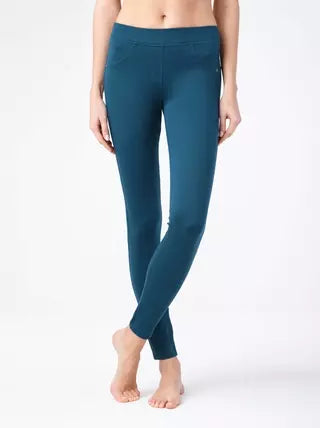 Conte Cotton Tight-fitting Women's Leggings from jersey fabric "jeans" - Andrea (17С-311ТСП)