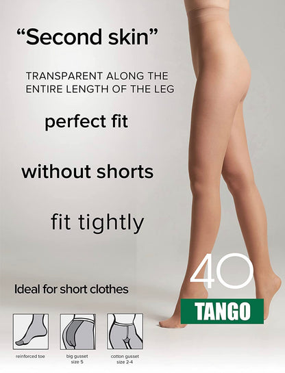 Conte Tango 40 Den - Classic Sheer to Waist T-top Women's Tights (8S-46SP)