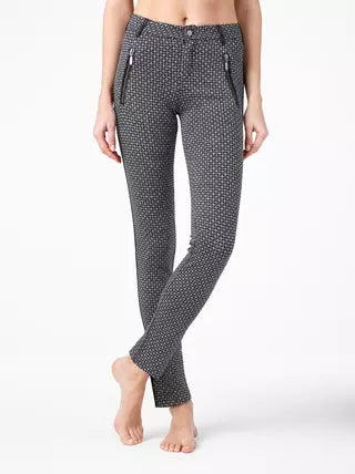Conte Jacquard Tight-fitting Women's Leggings made of knitted fabric with side seams - Arkadia (14С-593ЛСП)